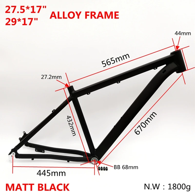 MTB Frame Aluminum Alloy Mountain Bike Frameset Internal Wiring Design Fits Disc Brake Off Road Bicycle Parts