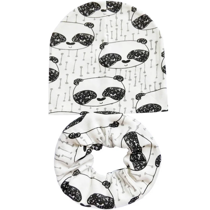 New Winter Children Scarf Hat Sets Cartoon Dinosaur Baby Head Cover Spring Warm Neck Collar Kids Beanies Set Cotton Children Hat