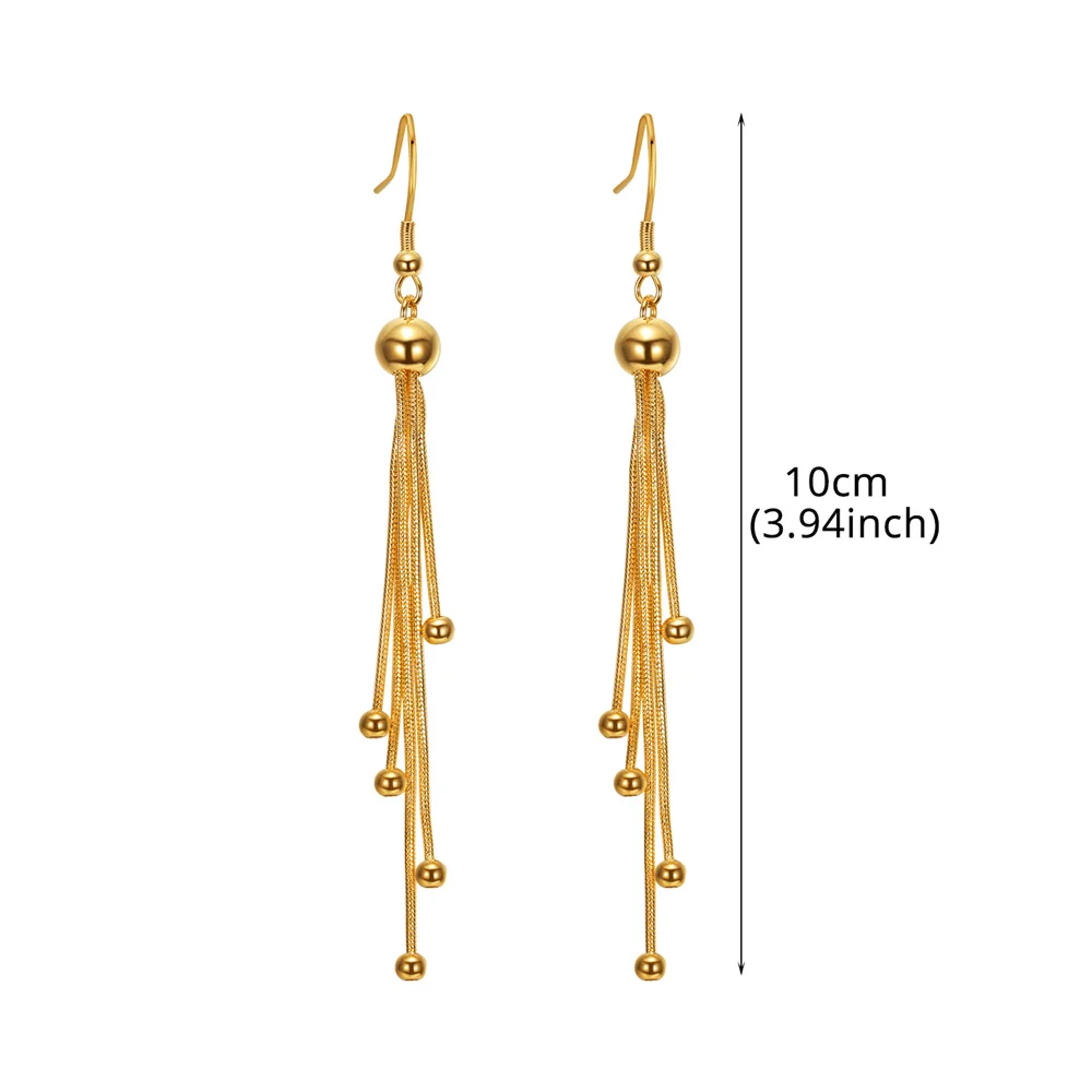 Korean Long Tassel Drop Earrings Female Gold Silver Color Stainless Steel Geometric Earrings for Women Fashion Jewelry Gift