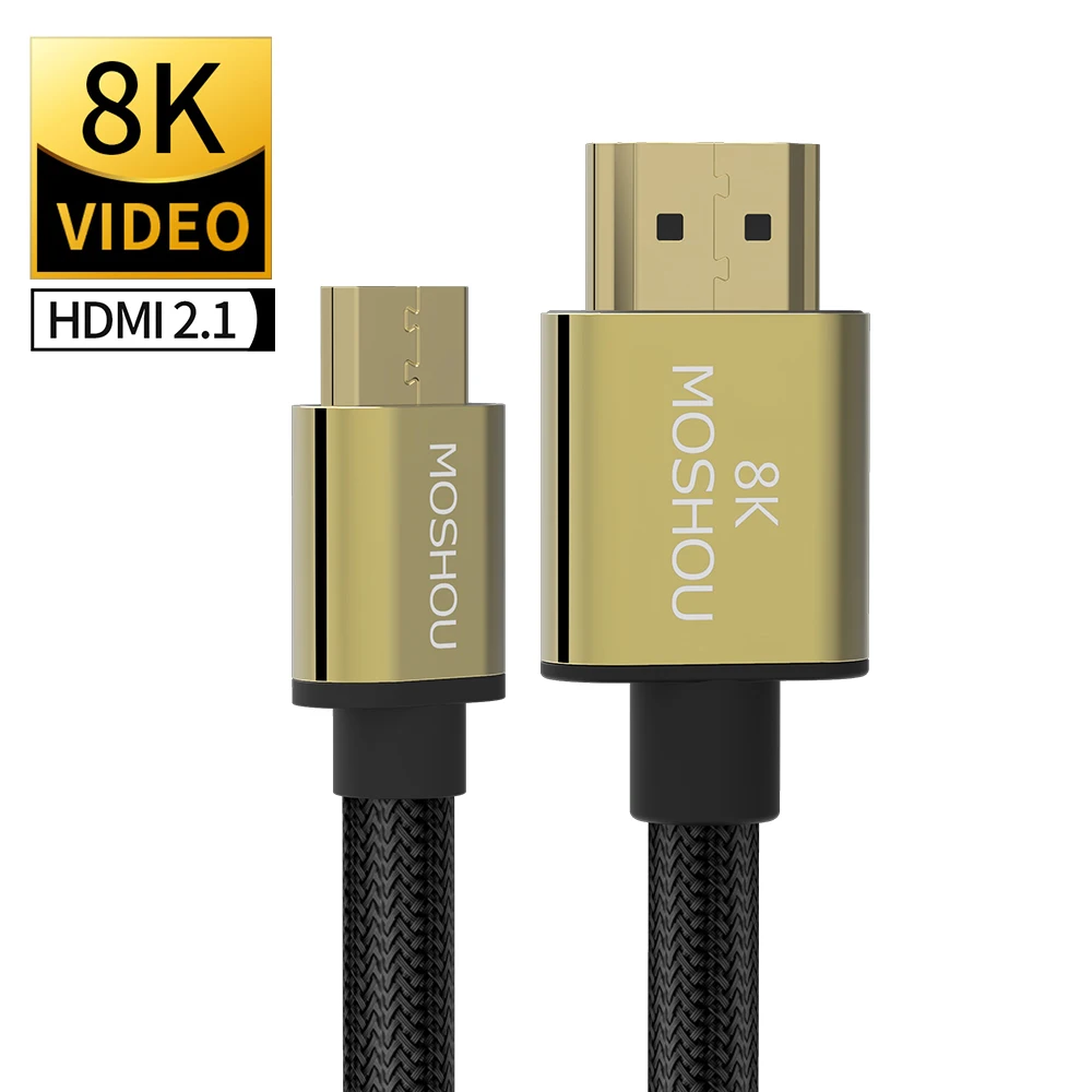 Moshou 8K Mini HDMI-kompatybilny z kabel HD 1080p 3D Adapter o wysokiej prędkości pozłacana wtyczka dla ekran aparatu żarówka jak notebooka TV