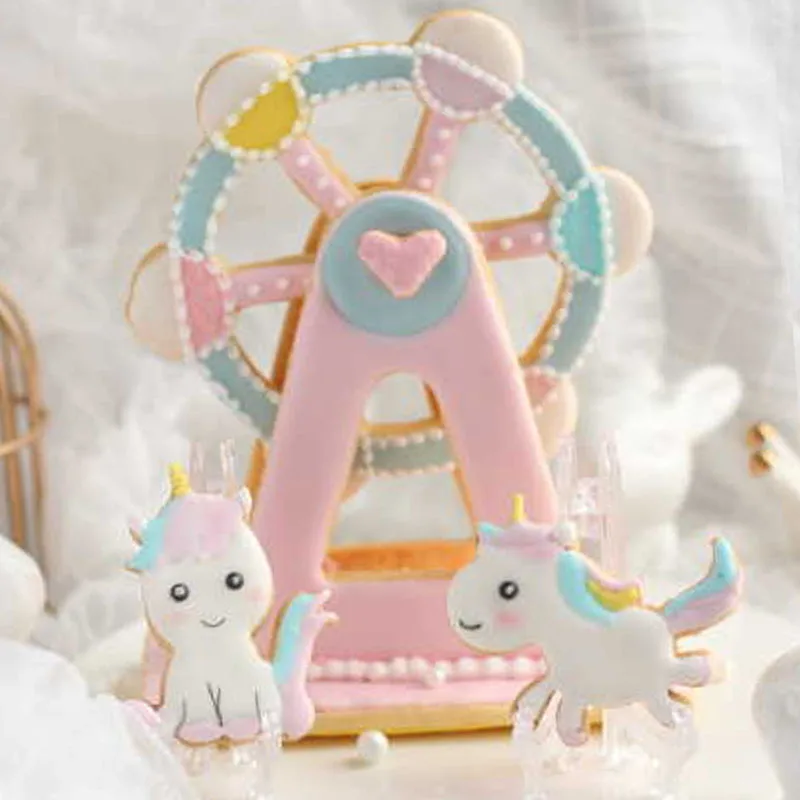 3-piece set Ferris wheel plastic biscuit mold Cake fondant mold Windmill icing cutter