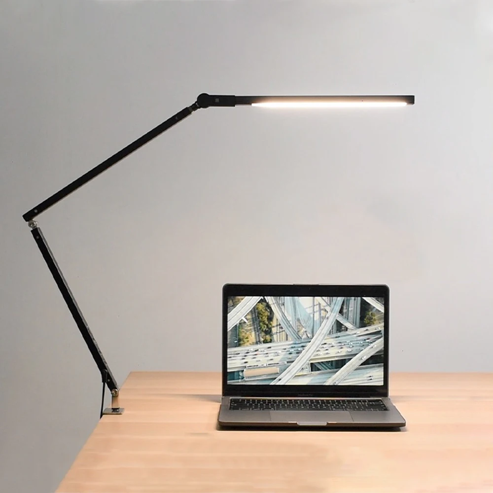 Artpad Modern LED Desk Lamp with Flexible Arm Dimmer Brightness Eye Care Work Office Table Lamp with Clip Clamp Remote Control