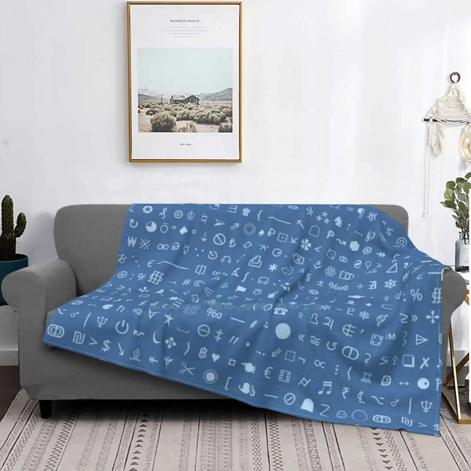 Esoteric Scarf Unicode Special Characters Blue / Airmail Air Conditioning Blanket Soft Throw Blanket Language Languages