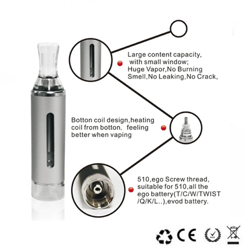 5 Chiếc MT3 2.4Ml Atomizer Clearomizer MT3 Thuốc Lá Điện Tử Dưới Coil Thay Thế Xe Tăng ECigarette Cho EVOD EGo Pin Series