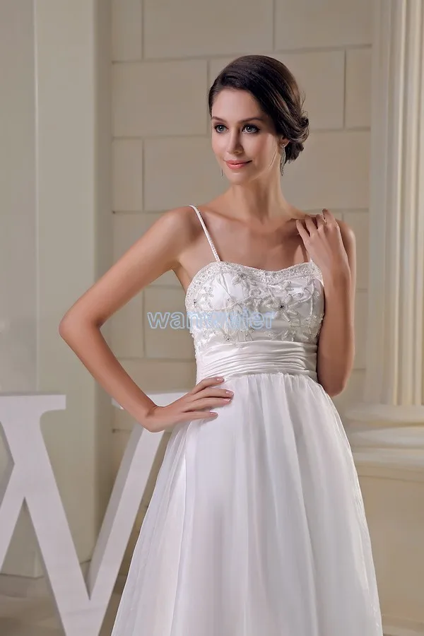 จัดส่งฟรีใหม่ออกแบบ Sweetheart แฟชั่น A-Line Brides ยาวที่กำหนดเอง Beading Organza สีขาวงานแต่งงานชุด2015ชุดเจ้าสาว