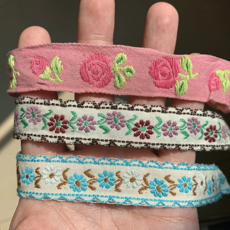 ZERZEEMOOY 3/4 INCH 20mm 3yard/pack Vintage Flowers Handmade Jacquard Ribbon Lace MJZD19120619