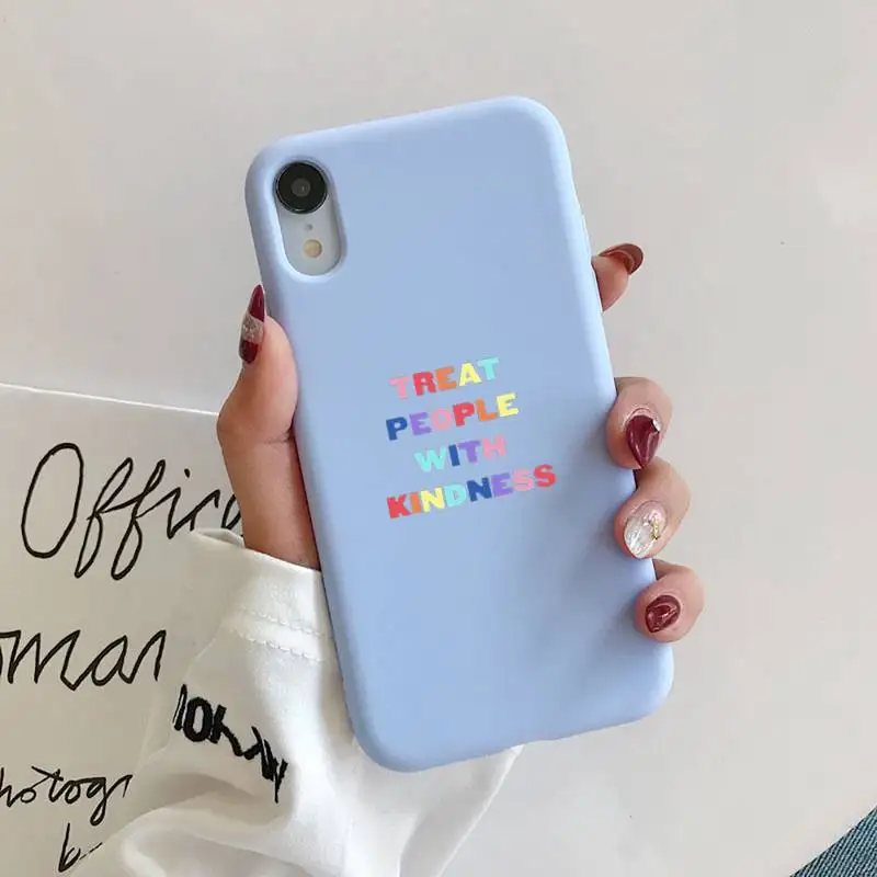 Treat People With Kindness Phone Case for iphone 13 12 11 Pro Max X XS Max XR Candy Color Soft Cover For iPhone 7 8 6 6S Plus