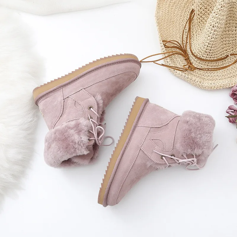 New Winter Woman Snow Boots Shoes Women 2023 Real Sheepskin Women\'s Genuine Sheepskin Women Boots Women Shoes Flats Shoes