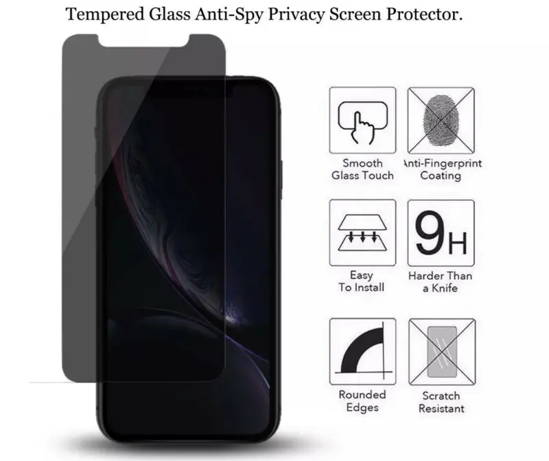 2x Privacy Tempered Glass Anti-Spy Screen Protector For iPhone 11 Pro XS Max XR