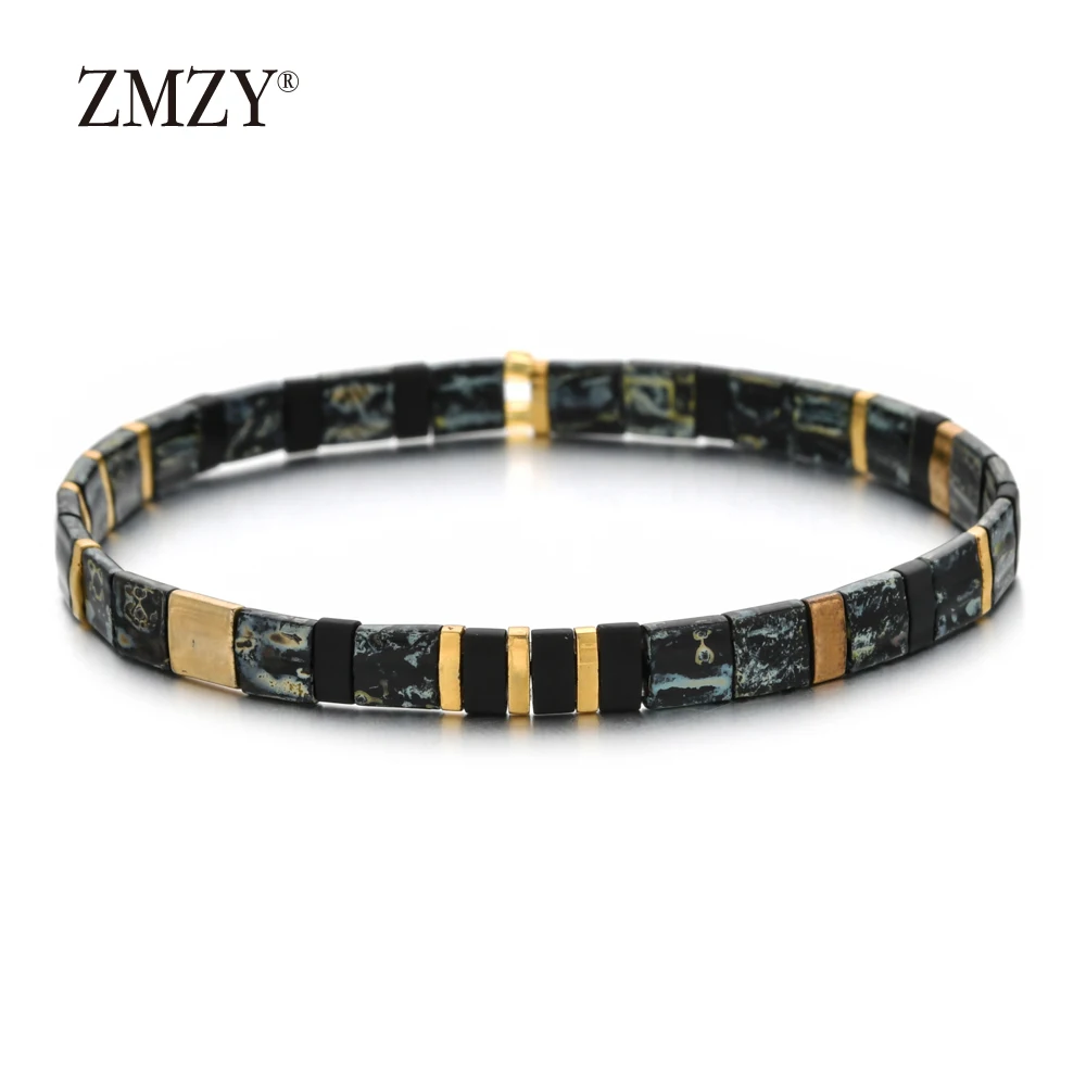 ZMZY Square Crystal Glass Tila Beads Bracelet Men Jewelry Friends Pulseras Mujer Moda Miyuki Bracelet Women Accessories