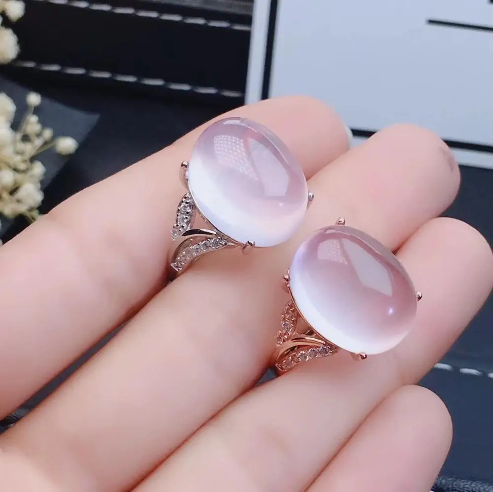 KJJEAXCMY boutique jewelry 925 sterling silver inlaid Natural Pink crystal Furong stone ring female models support detection