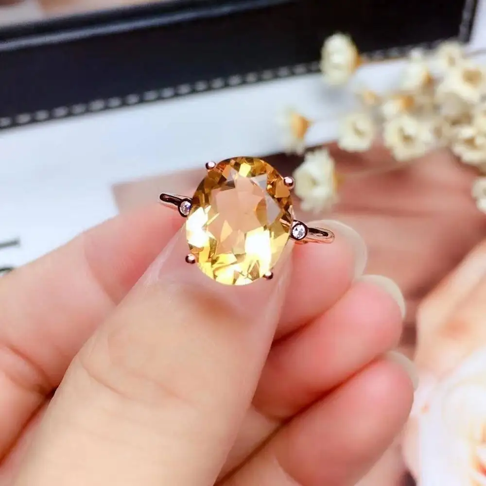 

Natural Citrine Yellow Luxury Gemstone Rings For Woman Christmas Gift S925 Sterling Silver Jewelry Ring