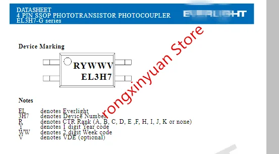 EL3H7(B)(TA)-G Marquage: EL3H7 SOP-4 EL3H7(B)(TA) EL3H7(B) 4 Broches SSOP PHOTONATO SISTOR PHOTOCOUPLER 100% Nouveau Original