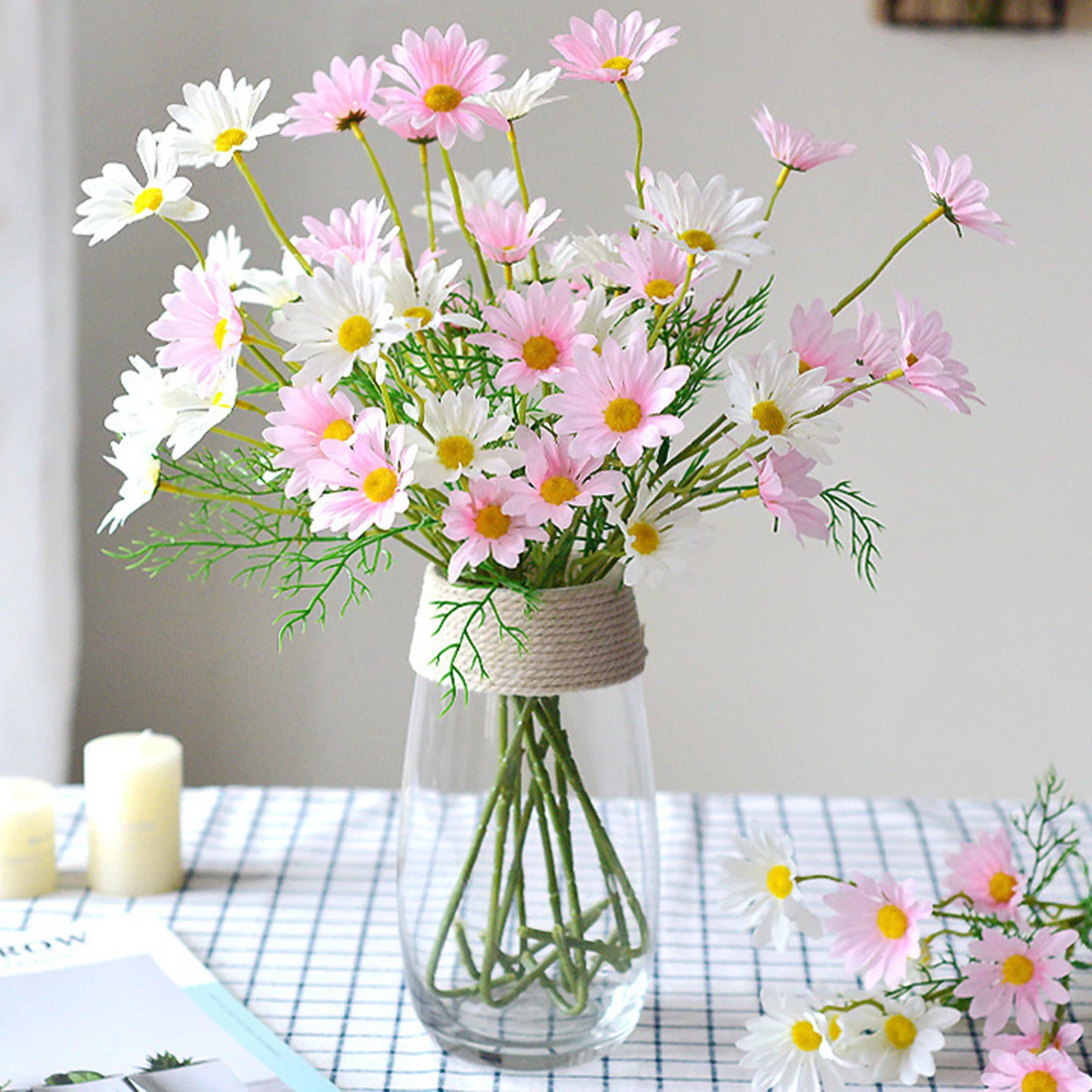 Artificial Daisy Wedding Bridal Bouquet Home Decor Silk Small Daisy Fake Flowers White Yellow Purple Simulation Flowers