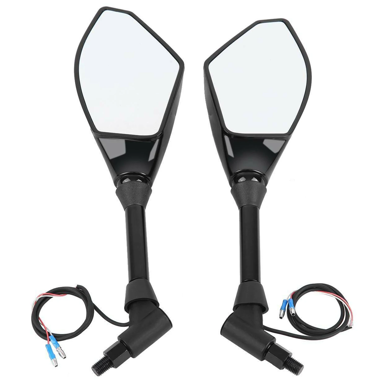 10mm Glossy Black LED Turn Signals Side Rearview Mirrors For Honda Suzuki Kawasaki Yamaha Ducati BMW Street Scooter Bikes