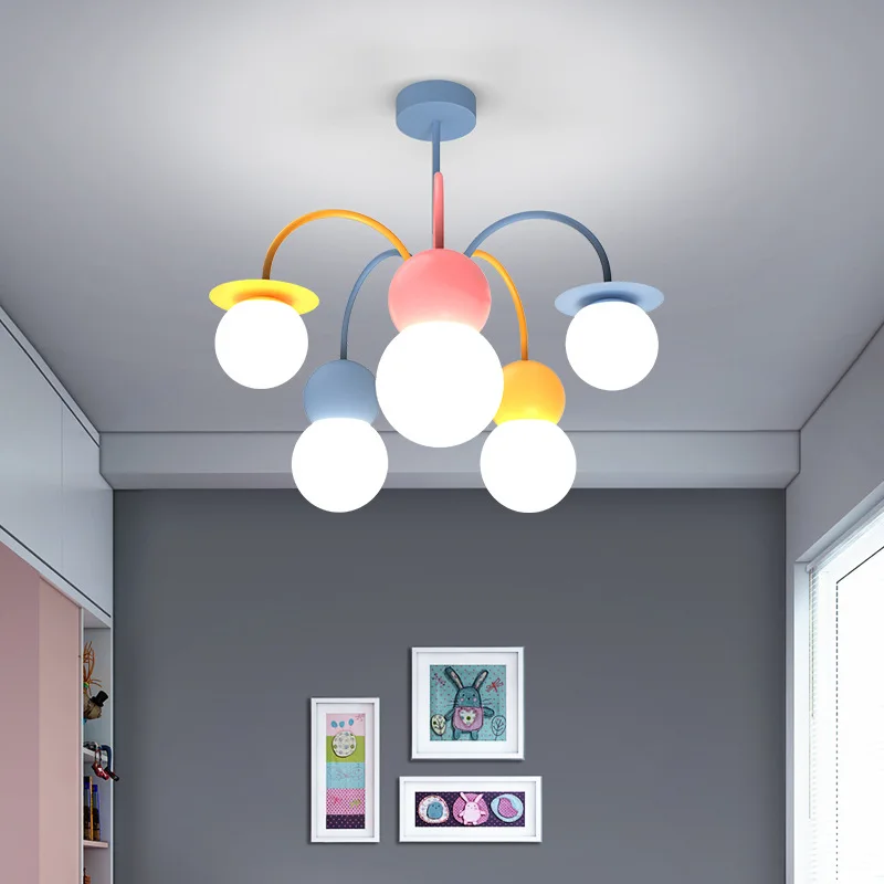 Nordic Kids Chandelier Light for Bedroom Nursery School Indoor Decor Cute Cartoon Pendant Hanging Lamp LED AC 220V