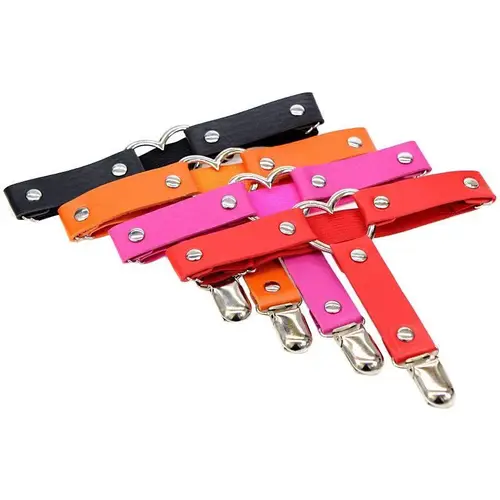 Imagen 2 del producto 1 Uds. Liga elástica de cuero PU con forma de corazón gótico Punk para mujer, anillo para pierna y muslo, accesorio de ropa, tirantes para pierna, medias sexis, ligas