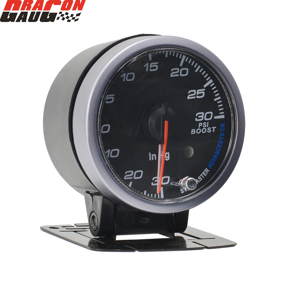 60mm Stepper Motor Auto Turbo Boost Gauge Warning Function Automotive Instrument Pressure Turbine 0-30 PSI Meter Free Shipping