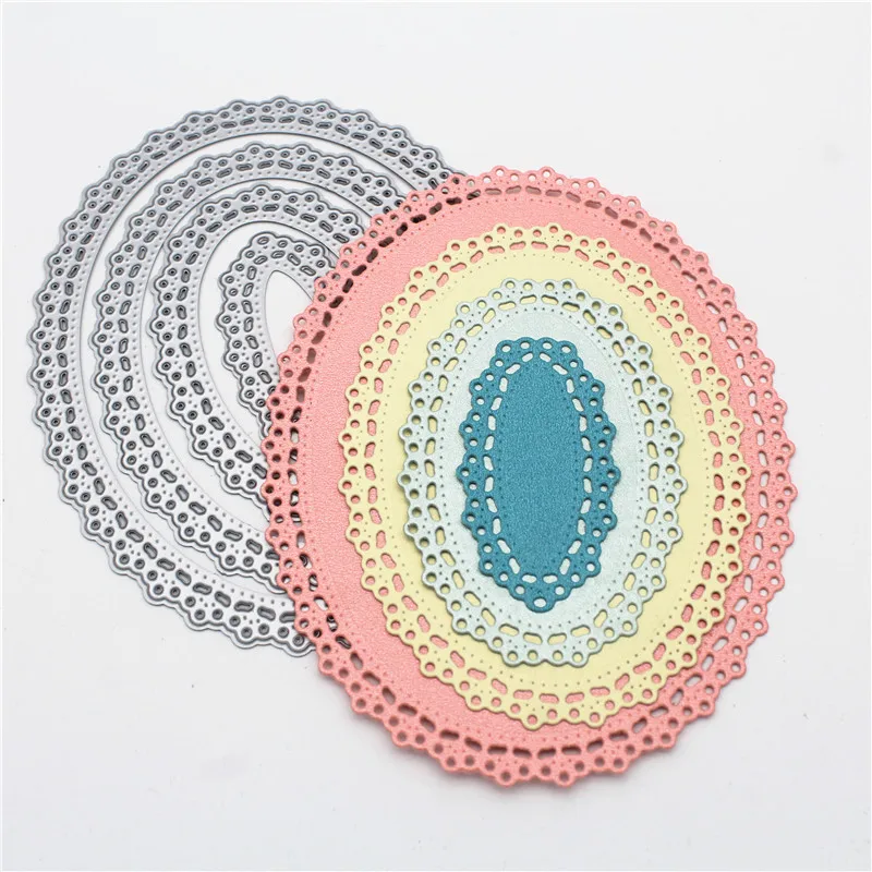 Овальные кружевные металлические высекальные трафареты для скрапбукинга альбома декоративное тиснение