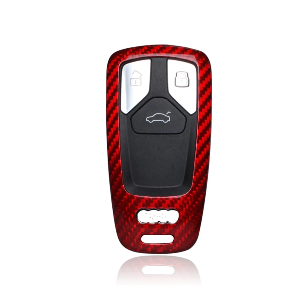 

For Audi A4 A5 S4 S5 Q5 Q7 TT 8S A4L A6 TTS 2016+ Real Carbon Fiber Black/Red Auto Remote Key Fob Cover Case Shell Housing Cap