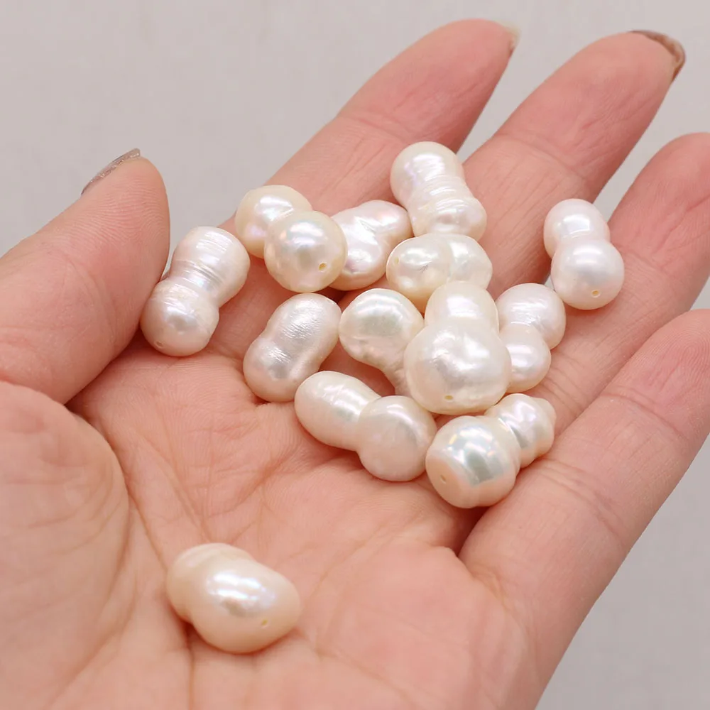 5 PCS 100% Real Natural Freshwater White Pearls Peanut Shape 8x15-9x16mm For Jewelry Making Necklace