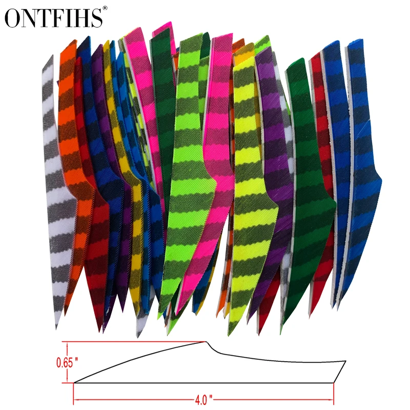 50 Pcs Right/Left Wing 4 Inch Arrow Fletching King Style Hunting Archery Accessories Real Turkey Plume Feathers Striped Pattern