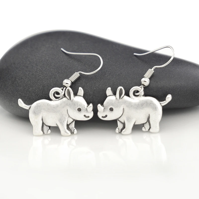 

10 Pairs Vintage Retro Rhino Animal Charm Dangle Earrings For Women Cartoon Drop Earrings Jewelry Girls Bulk In lots Wholesale