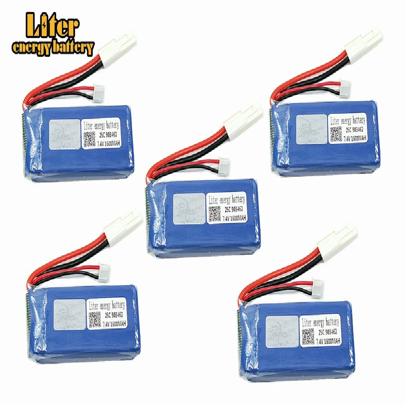 

5PCS 7.4V 1600mAh 25c battery For FT009 Remote controlboat speedboat battery 903462 7.4V 1600mah EL EL-2P PLUG