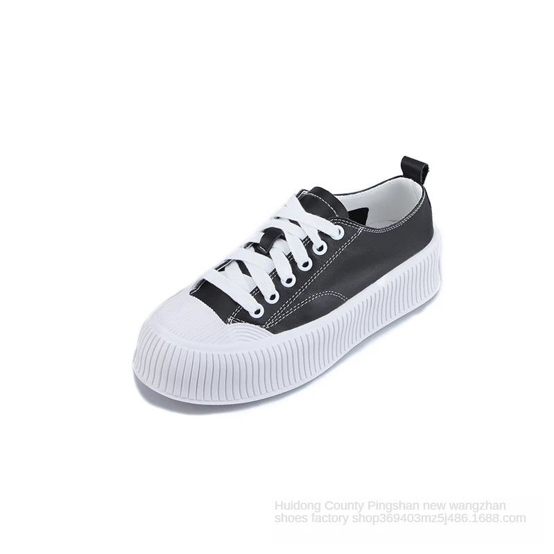 Genuine Leather White Shoes for Women Spring Platform Sneakers 2021 New Female White Shoes Casual Student Sneakers Black Shoes