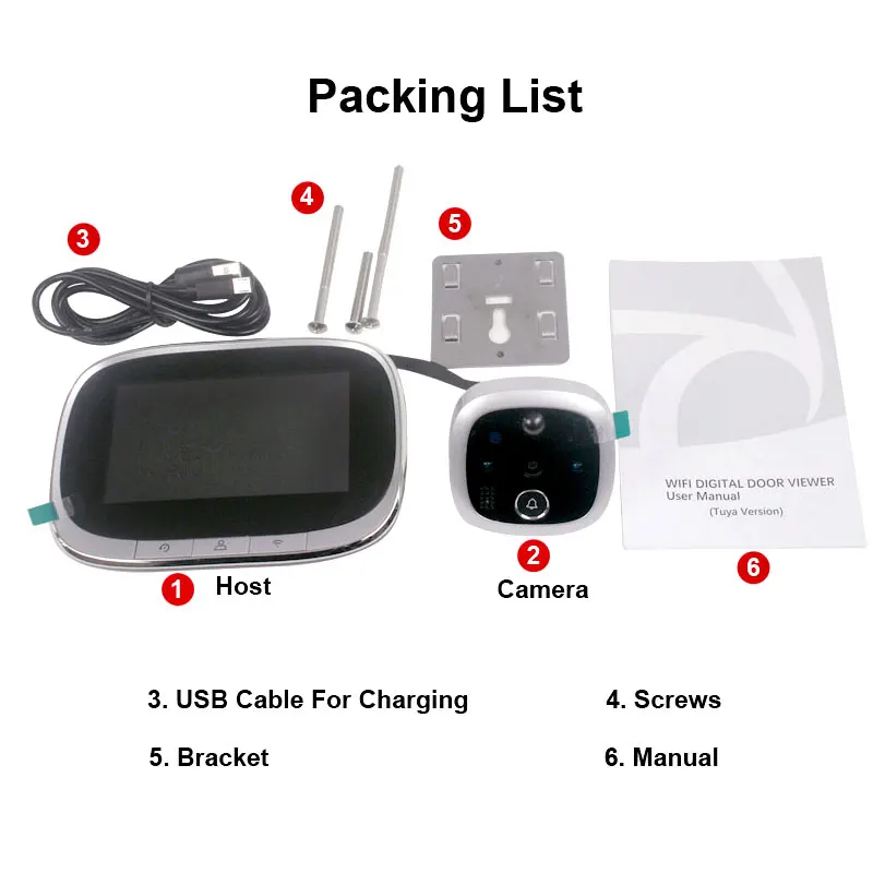 Tuya Wifi Peephole Video Doorbell Smart Home Wireless Door Viewer Camera Intercom 4.3 Inch Security Eye Monitor Motion Detection