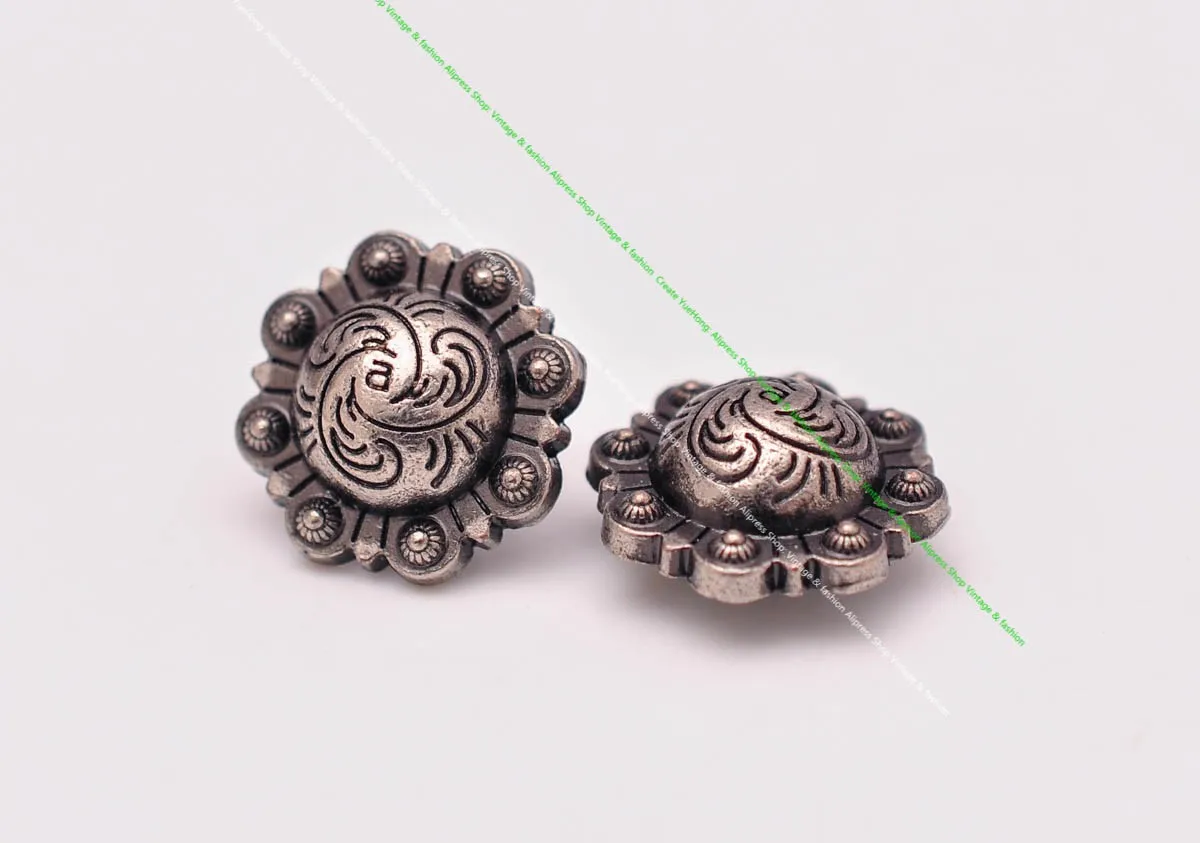 20 stücke 16mm Vintage Silber Westlichen Blumen Beere Conchos Screwback Für Leathercraft Pferd Sattel Gürtel Brieftasche Hut Decor – Detail 5