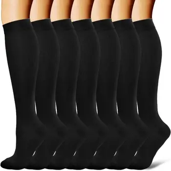 3/6/7 pares de calcetines de compresión para hombres y mujeres, calcetines deportivos para correr, venas varicosas, Edema hasta la rodilla, 30 MmHg, soporte para piernas, medias elásticas