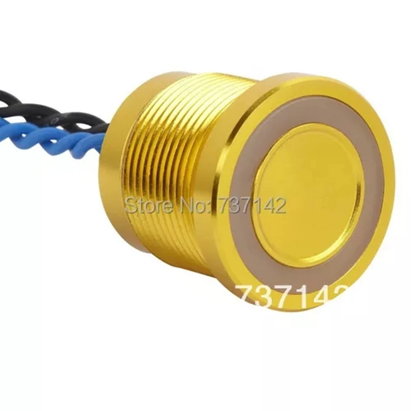 ELEWIND Gold aluminum anodized piezo  switch  push button switch (19mm,PS193P10YGD1B24L,Rohs,CE)