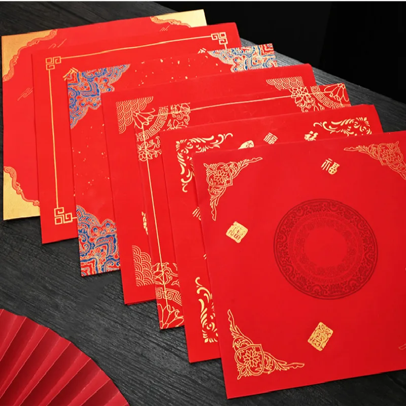 Papel vermelho de xuan para o festival chinês da primavera couplets papel de caligrafia 20 folhas de papel vermelho de traddtional chinês xuan rijstpapier