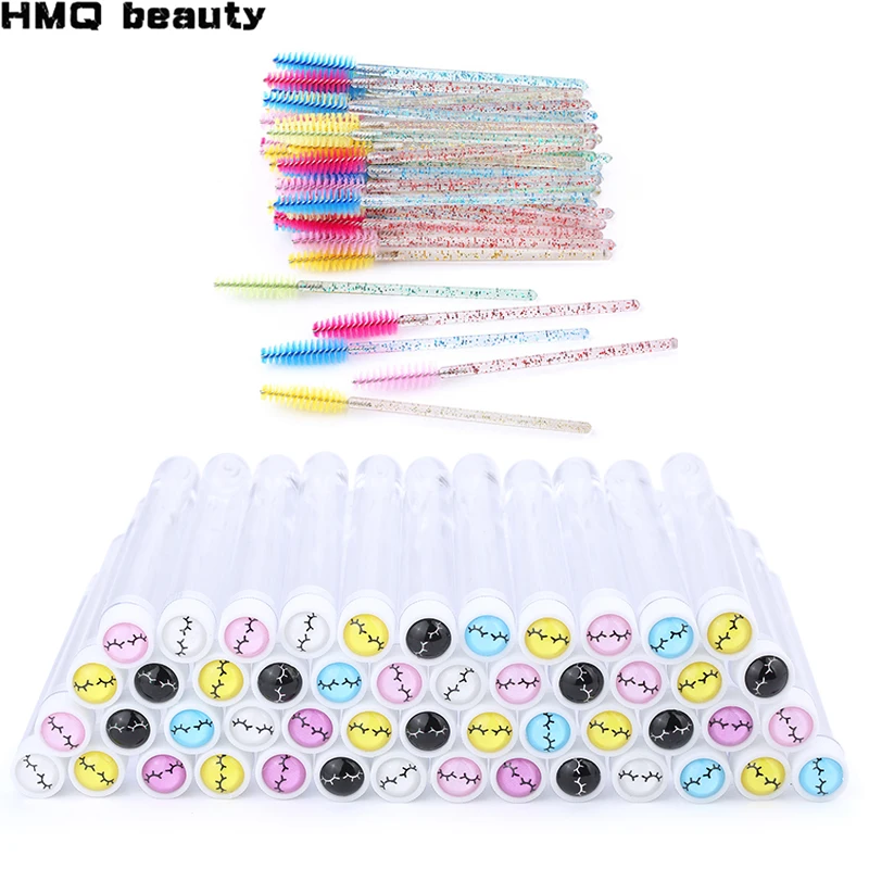 Reusable eyebrow brush tube disposable eyelash brush eyebrow brush New Cute Acrylic eyelash drill replaceable brushes dust-proof