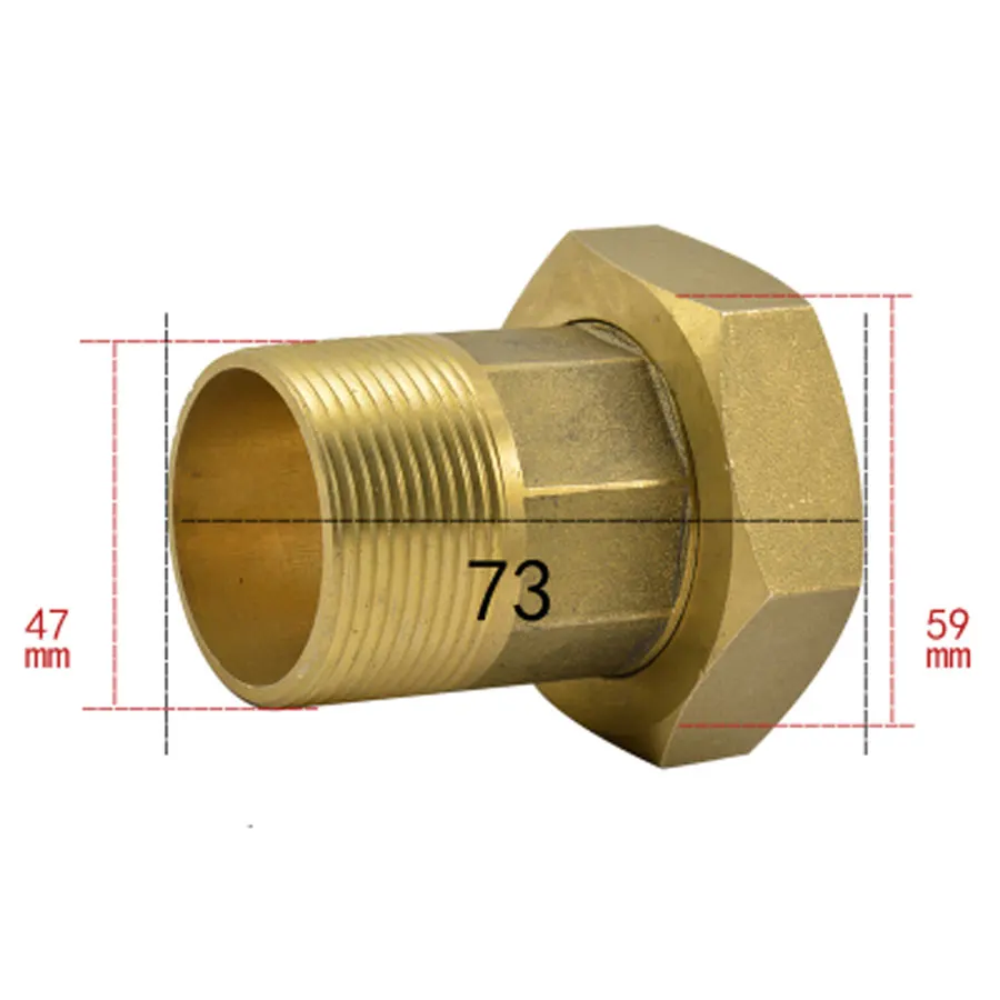 

2" BSP Female To 1-1/2" BSP Male Hex Brass Union Pipe Fitting Water Gas Oil For Water Meter