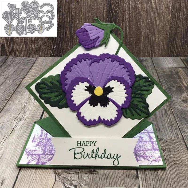 

Layred Pansy Flower Floral Leave Foliage Metal Cutting die Card and scrapbook Dec Metal cutting die Clear stamp