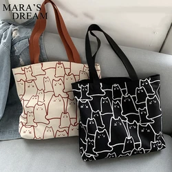 Mara's Dream New Fashion Korean Style INS Canvas large Female Versatile Student Shoulder Bag Soft Girl Cute Portable Bag Couples