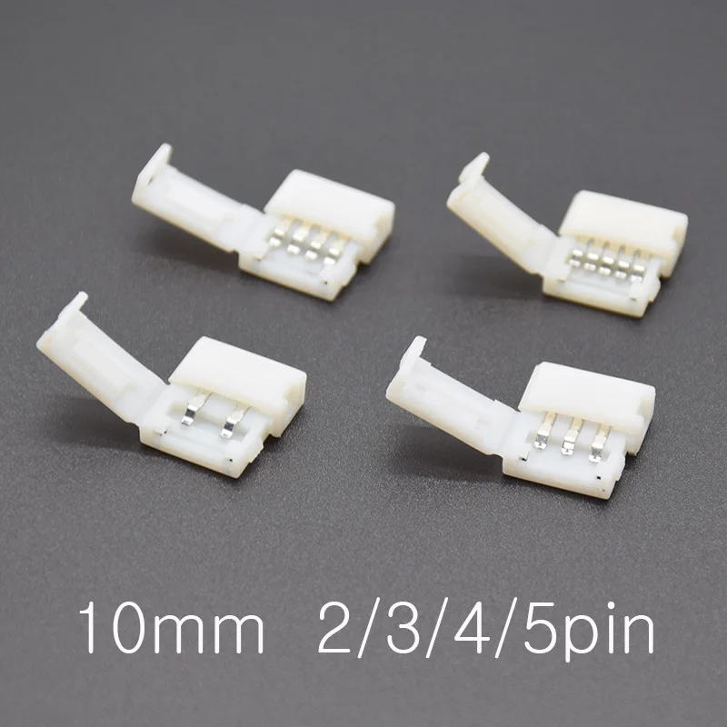 5Pcs 2pin 3pin 4pin 5Pins Gratis Solderen Geleid Connector 10Mm L Shape Corner Connector Voor Led Strip licht Rgb Rgbw Rgbww