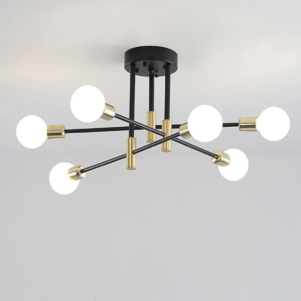 Modern Nordic LED Lamp Black Gold Chandelier Lights Branch Simple Creative Luxury E27 Ceiling Lamps Indoor Lighting Fixtures