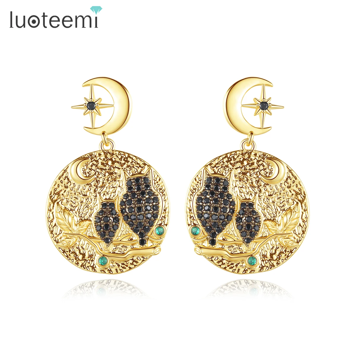 LUOTEEMI Earrings for Women Night Owls Drop Earring Cubic Zircon Fashion Jewelry Dating Party Christmas Gift Boucle D’Oreille