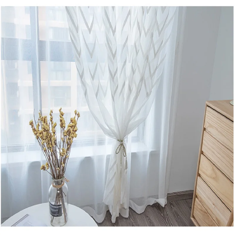 window Curtain gauze curtain product embroiders wave Europe type window gauze sitting room bedroom wave window curtains tulle