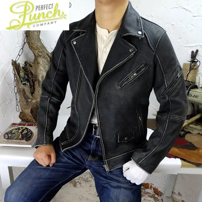 

Leather Motorcycle Jacket Men Spring 2021 New 100% Real Cowhide Coat Vintage Biker Mens Leather Jackets De Cuero Genuino