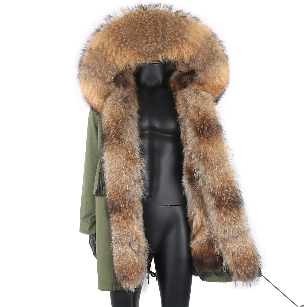 

2021New Waterproof Real Fox Fur Coat Long Man Parka Winter Jacket Natural Raccoon Fur Collar Outerwear Streetwear Warm