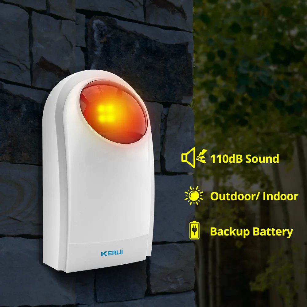 Kerui J008 Wireless Outdoor Flash  Siren Waterproof Sound Strobe For Wifi GSM PSTN Home Security System