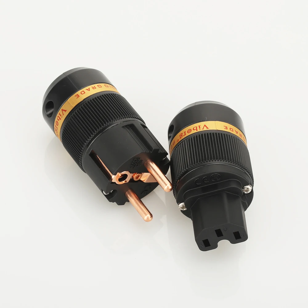 High Quality Viborg VE501+VF501 Pure Copper Schuko Power Plug Connector +IEC Female Connector Plug HIFI