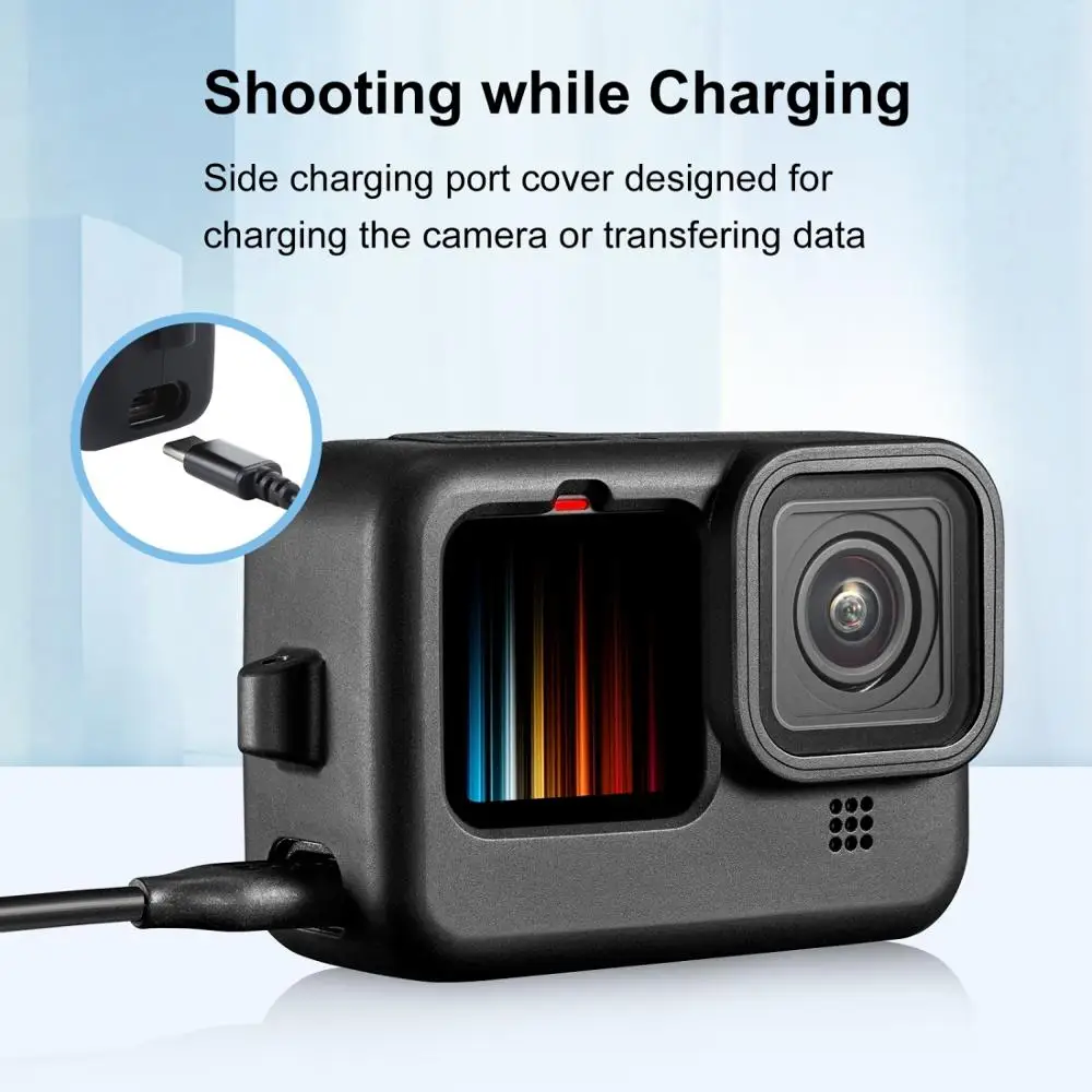 Набор аксессуаров PULUZ для экшн-камеры GoPro Hero11 10 9, Черный силиконовый чехол для корпуса, крышка объектива, боковая крышка аккумулятора для GoPro