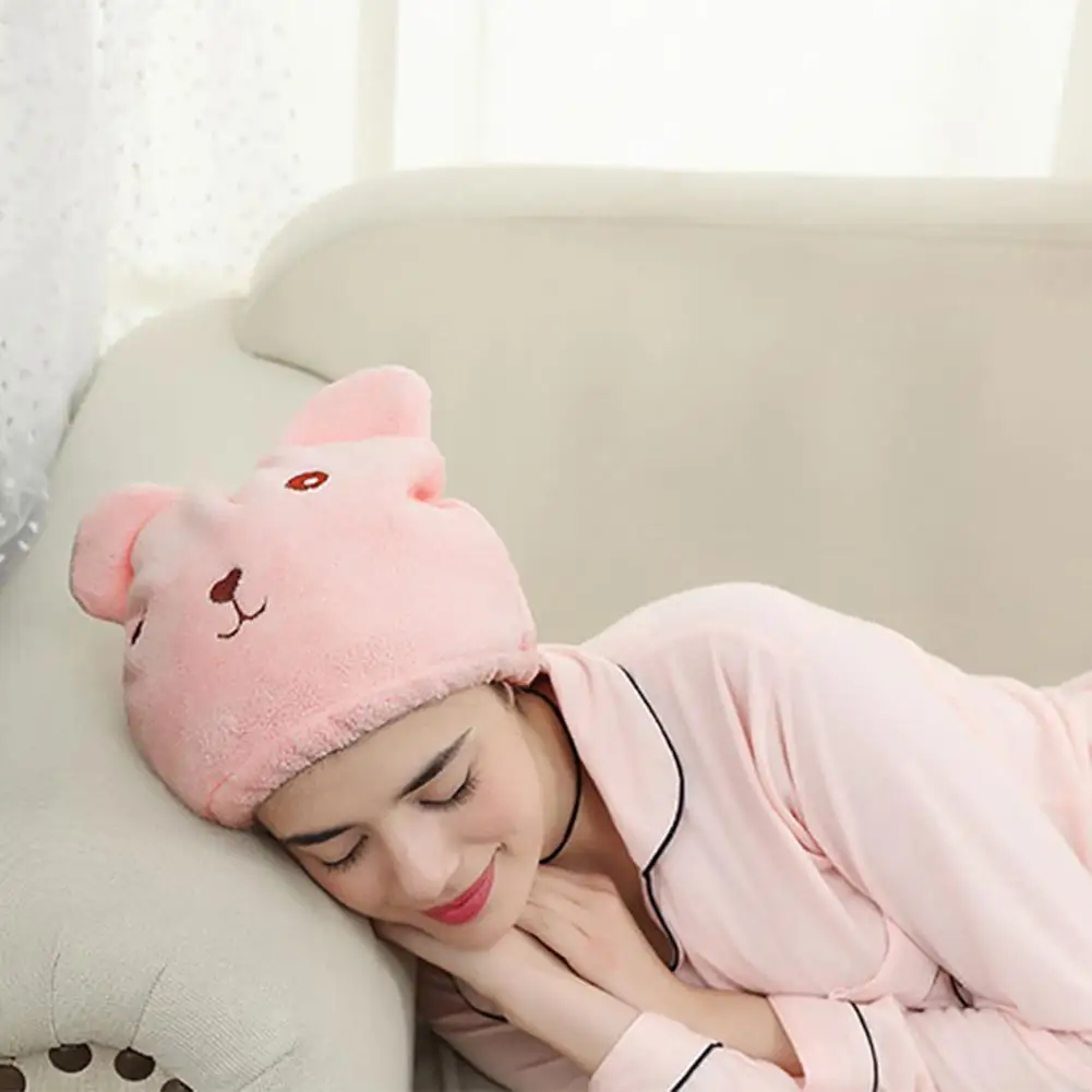 30x26 см с рисунком милого медведя из флиса для сушки волос; Головные уборы чашка утолщенная быстросохнущая шапкой с ушками, Полотенца поглощения воды для душа Кепки для макияжа/костюм для купания