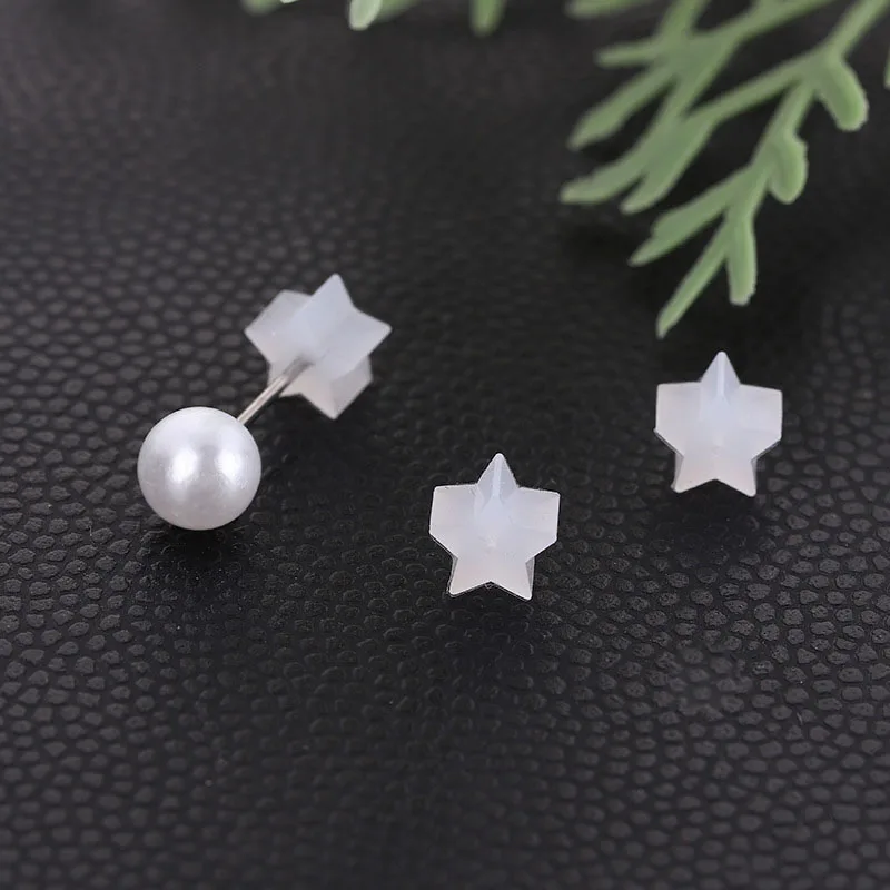 100Pcs/Lot Star Heart Clear Silicone Stud Earring Stoppers Soft Rubber Earring Back For DIY Jewelry Making Accessories