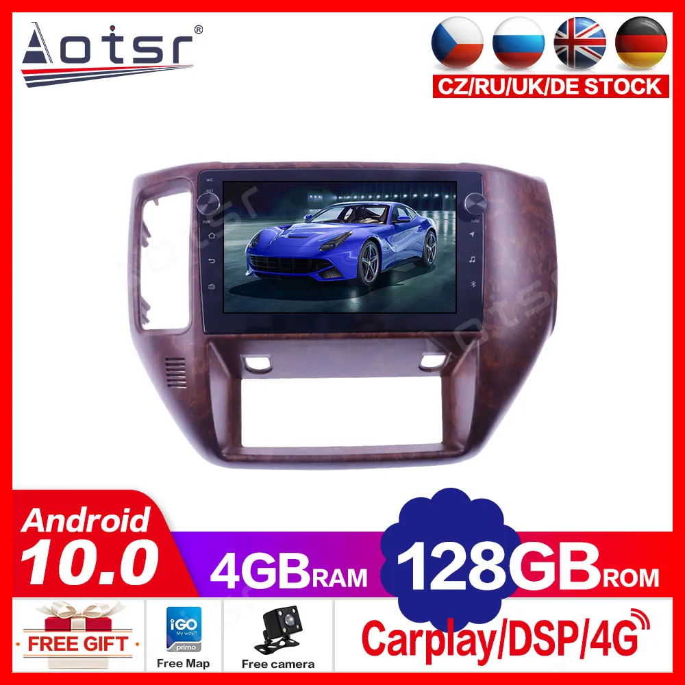 4+128G For Nissan Patrol Y61 2011-2015  Android10.0 Car Multimedia Player GPS Navigation Auto Stereo Tape Recorder Radio Carplay